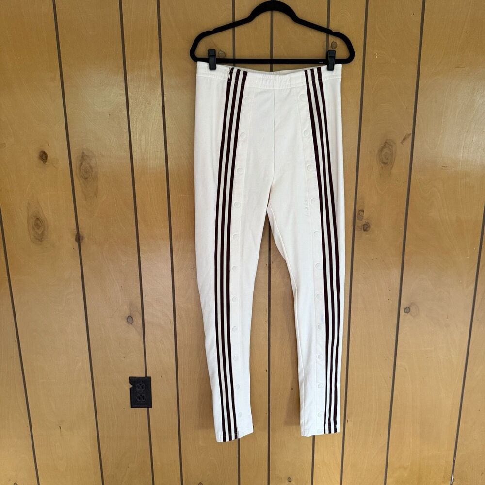 adidas IVY PARK Snap Sweatpants Beyonce Ivory Maroon Striped Track Pant Womens L - Picture 9 of 16